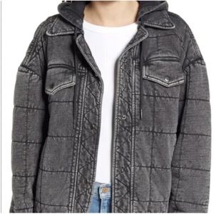Avec Les Filles Charcoal Quilted Hooded Jacket